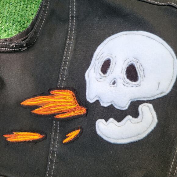 Kid's / Girls SZ 6/7 Hooded Battle Jacket Vest with Skull Applique - Picture 3 of 9